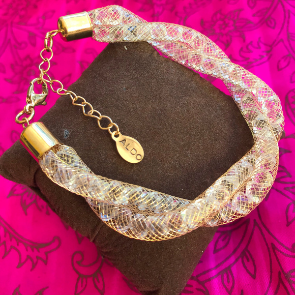 Aldo Jewelry - LAST ONE! Gold  Mesh Filigree Crystals Bracelet!